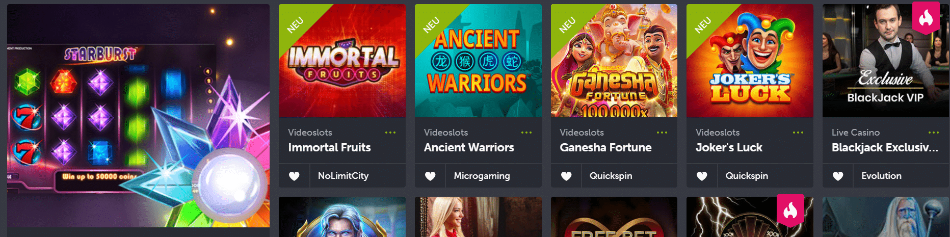 comeon casino spiele