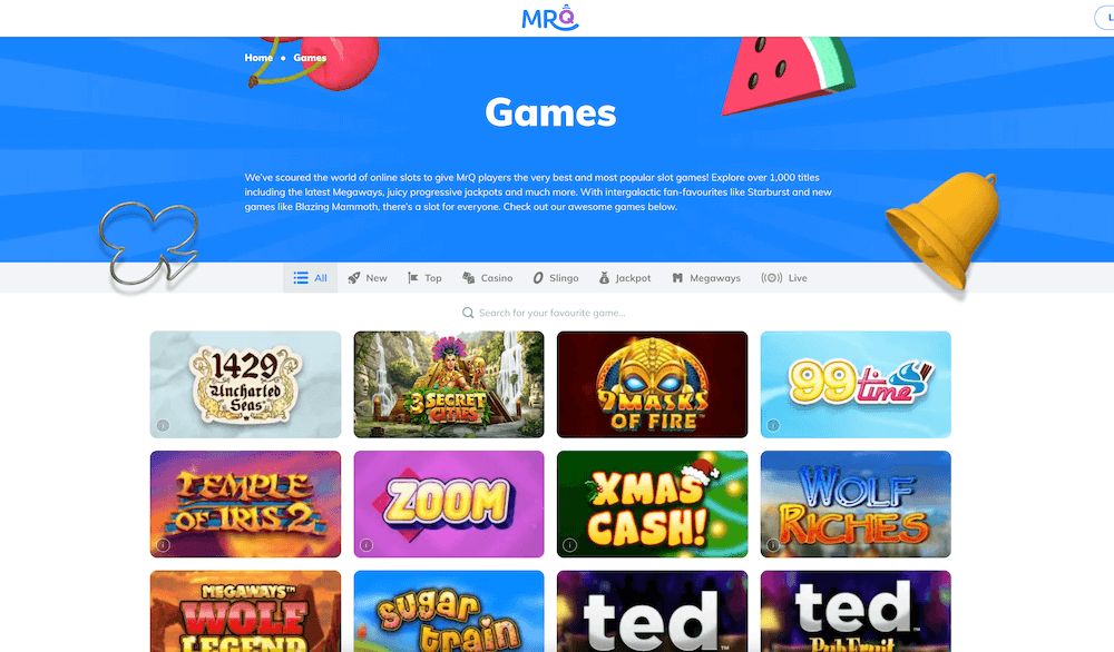 MrQ Casino review sign up bonus game selection