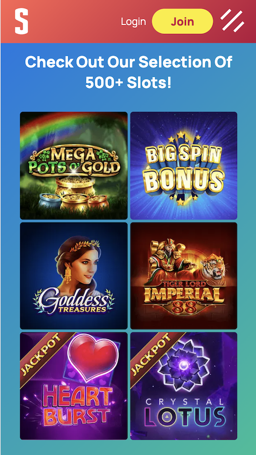 Spinzaar Casino mobile site slots page